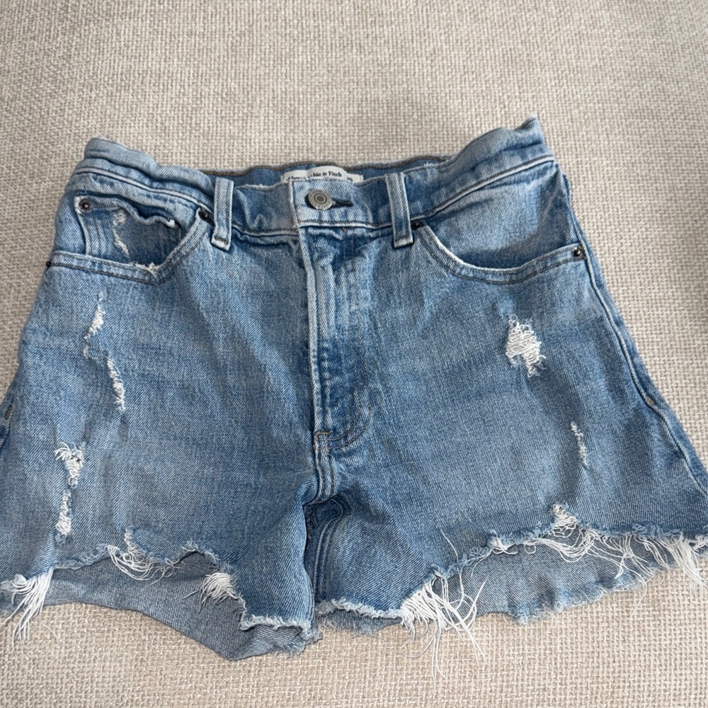 Abercrombie & Fitch Light Blue Distressed Jean Shorts